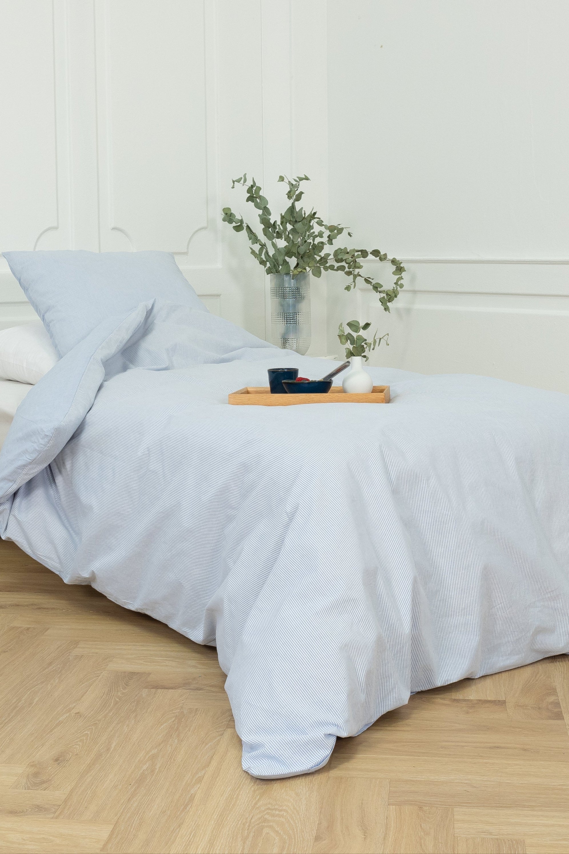 Mini strib sengetøj - blå